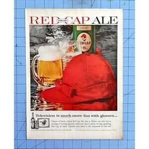 Vintage 1959 CARLING RED CAP ALE Beer Alcohol Rare Print Ad